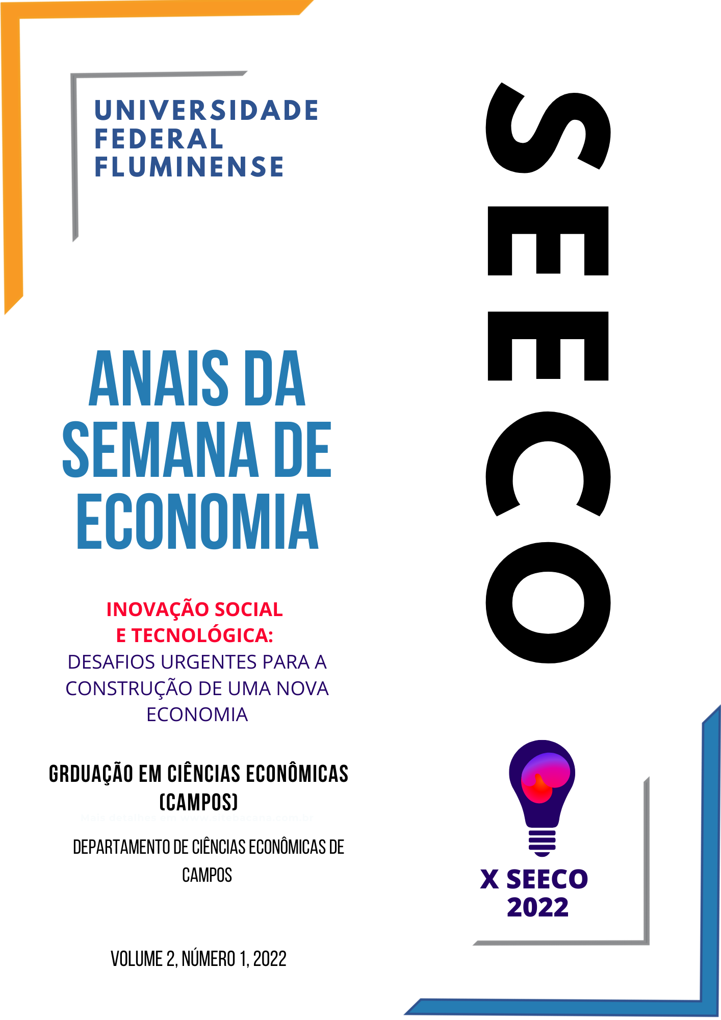 Capa dos Anais da X SEECO 2022 da Universidade Federal Fluminense, Ciências Econômicas (Campos)