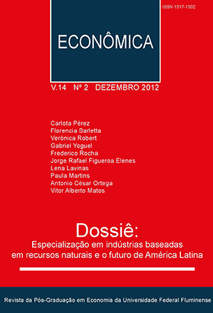 					Visualizar v. 14 n. 2 (2012): Especialização nas indústrias baseadas em recursos naturais e o futuro da América Latina
				